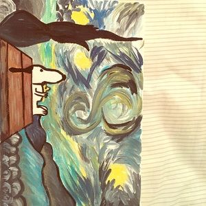 Snoopy starry night painting